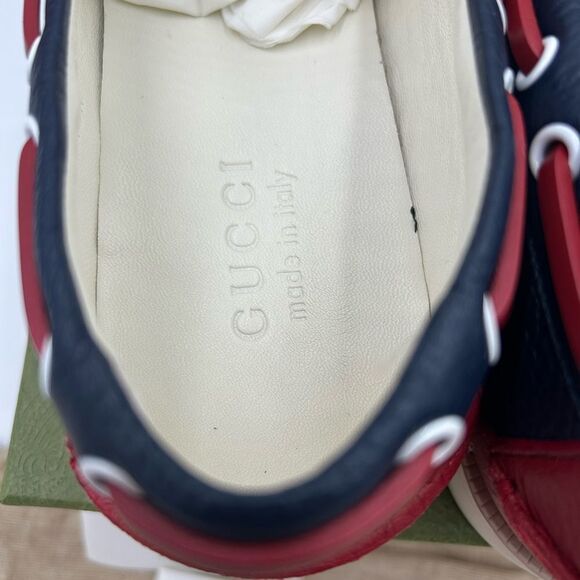 Men’s Gucci GG embossed, leather boat shoes size 9, made in Italy - Picture 7 of 10